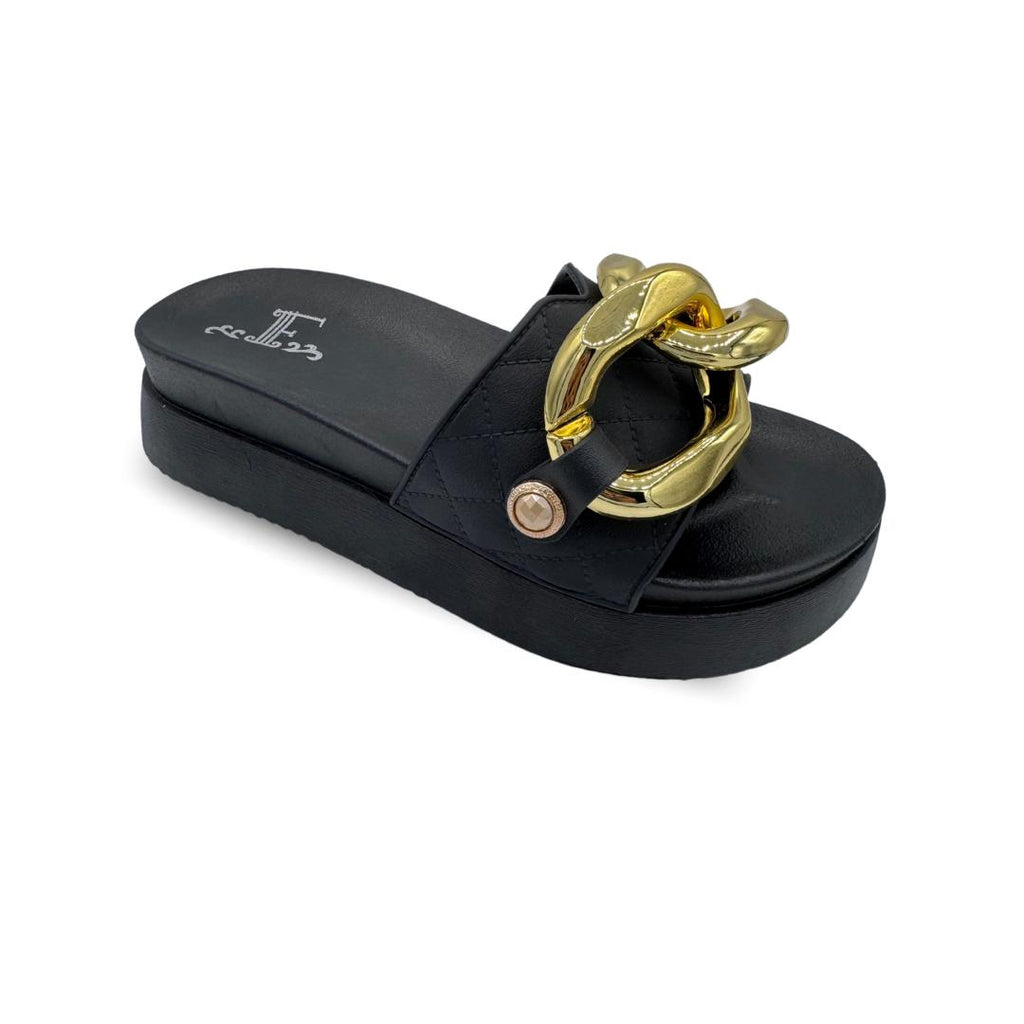 Bold Gold Chain Platform Slides