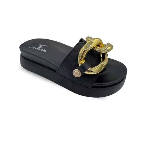 Bold Gold Chain Platform Slides