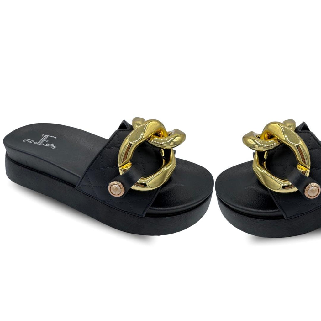 Bold Gold Chain Platform Slides