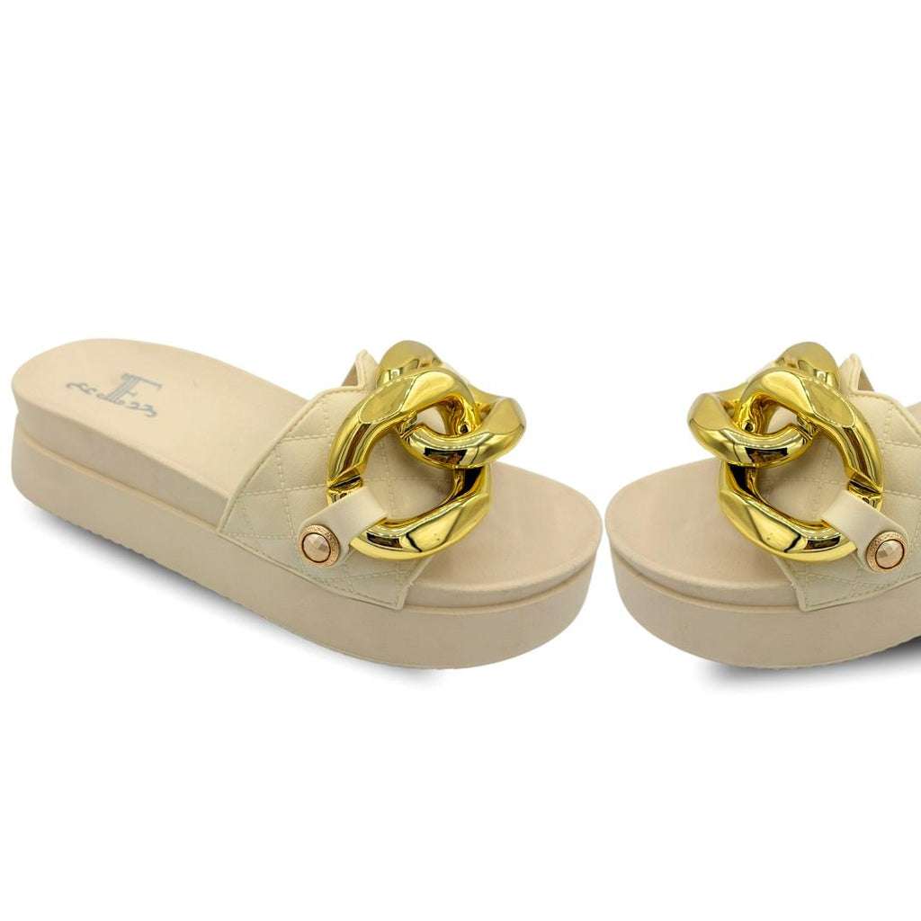 Bold Gold Chain Platform Slides
