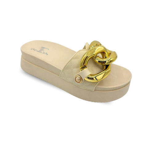 Bold Gold Chain Platform Slides