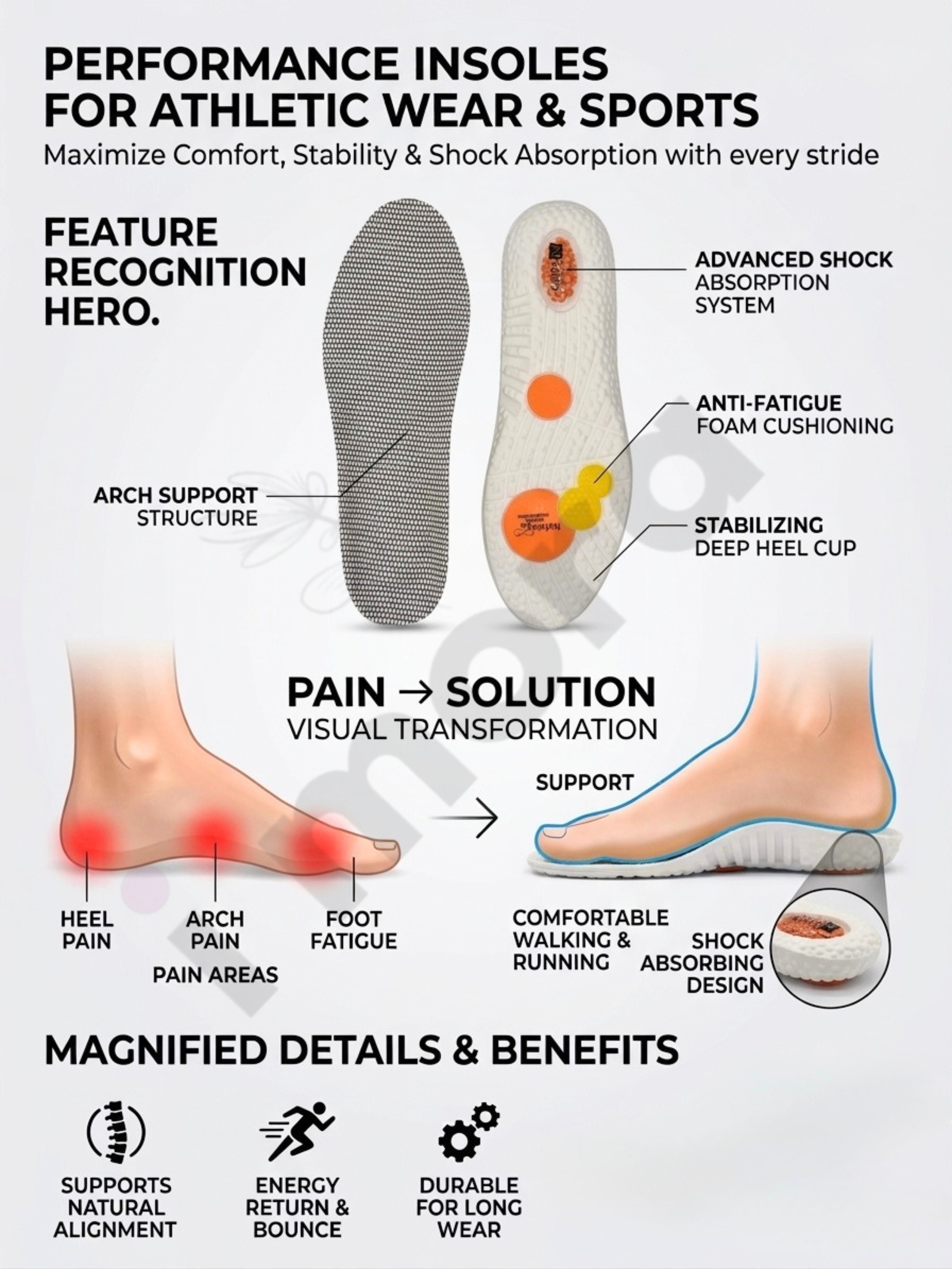 Kinetic Shock Absorbing Insole