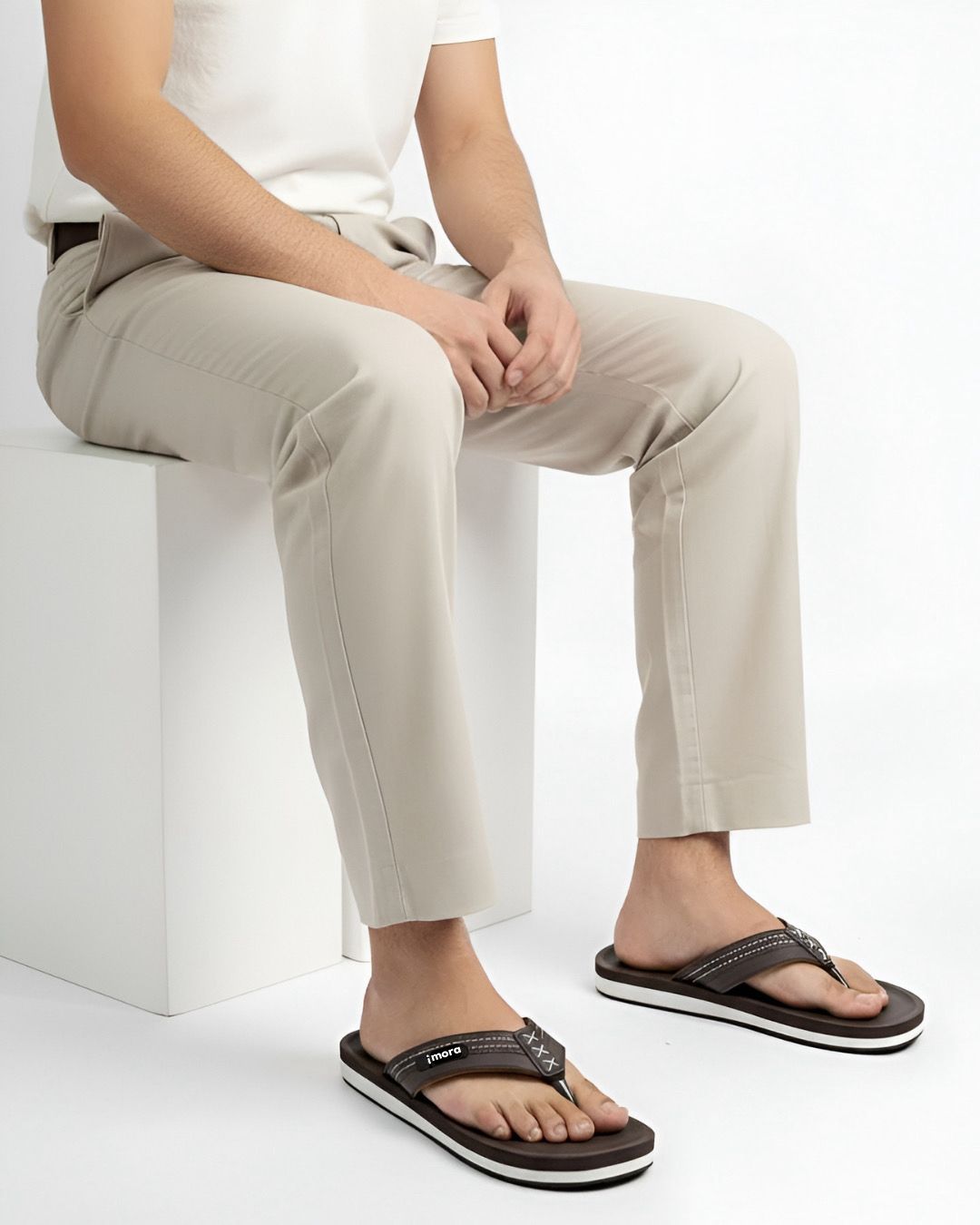 Cross- Striped Mens Casual Slippers