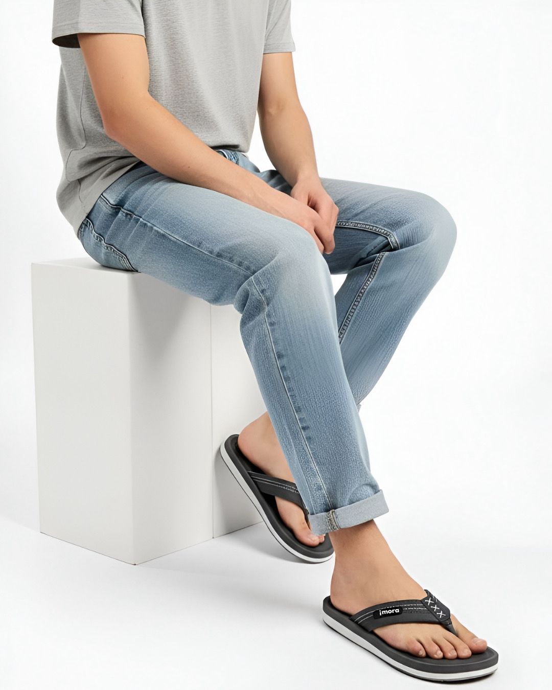Cross- Striped Mens Casual Slippers