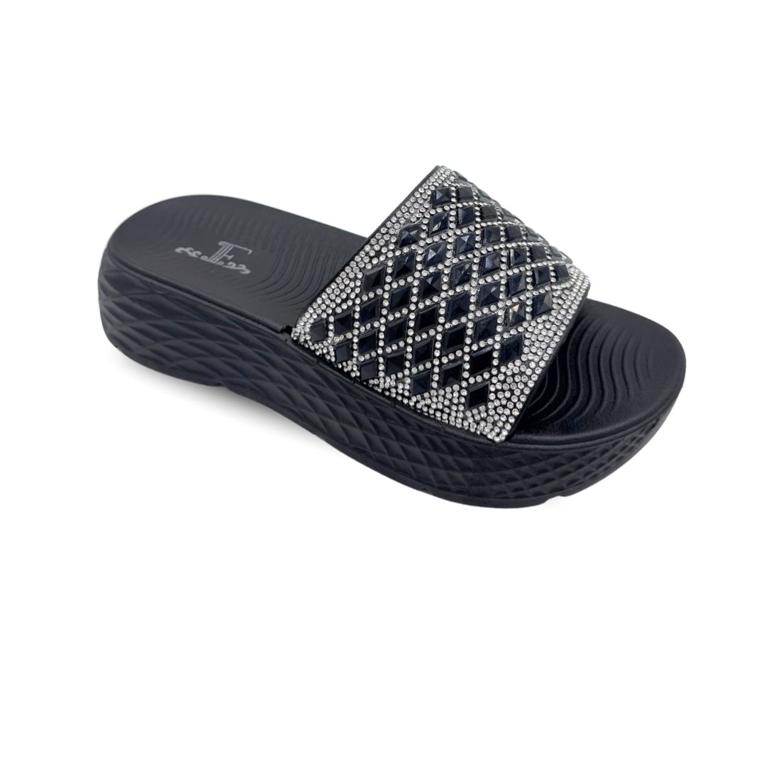 Criss Cross Rhinestone Slides