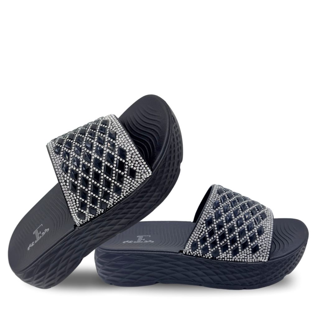 Criss Cross Rhinestone Slides
